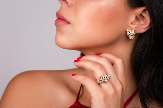 Aretes y Anillo de Pantera